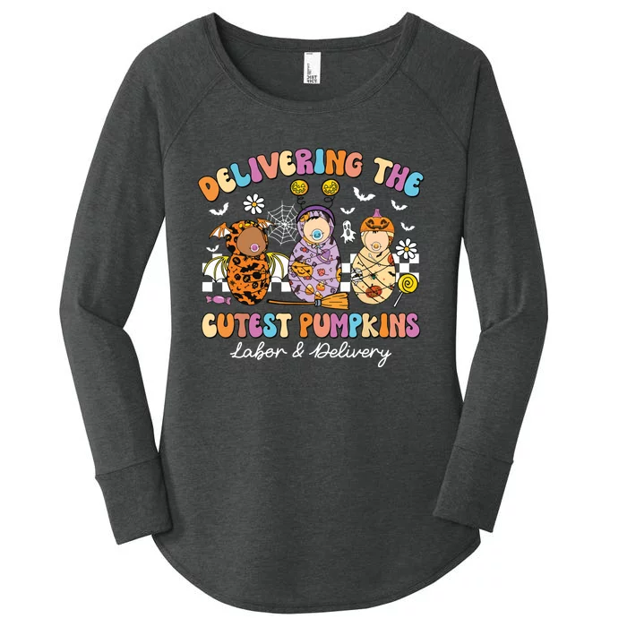 Delivering Cutest Pumpkins Labor Delivery Nurse Halloween Women's Perfect Tri Tunic Long Sleeve Shirt