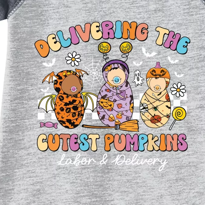 Delivering Cutest Pumpkins Labor Delivery Nurse Halloween Infant Baby Jersey Bodysuit