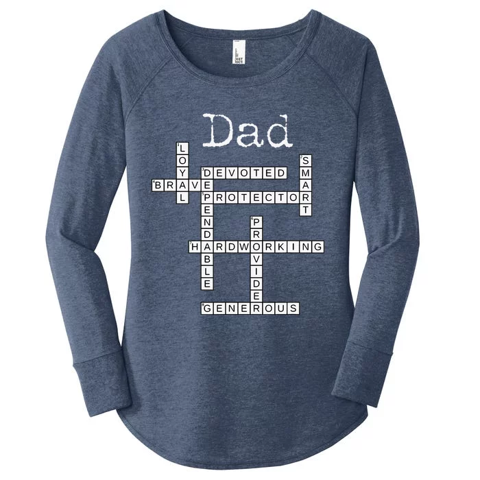 Dad Crossword Puzzle Fathers Day Love Word Games Saying Women's Perfect Tri Tunic Long Sleeve Shirt