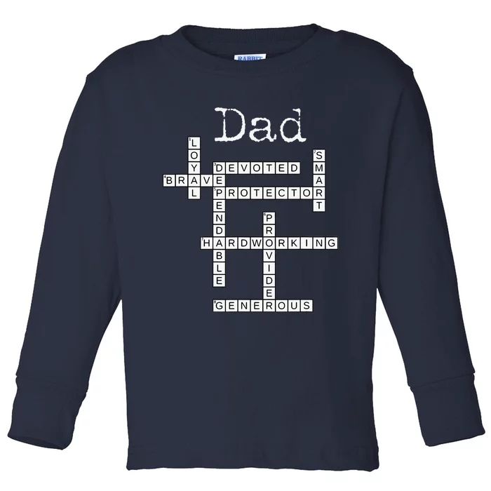 Dad Crossword Puzzle Fathers Day Love Word Games Saying Toddler Long Sleeve Shirt