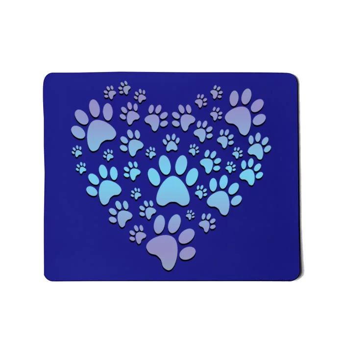 Dog Cat Paw Heart Cute Gift I Love Dogs Paw Print Heart Cute Gift Mousepad