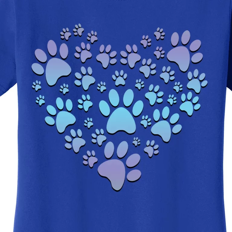 Dog Cat Paw Heart Cute Gift I Love Dogs Paw Print Heart Cute Gift Women's T-Shirt