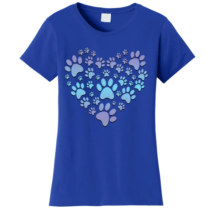 Dog Cat Paw Heart Cute Gift I Love Dogs Paw Print Heart Cute Gift Women's T-Shirt