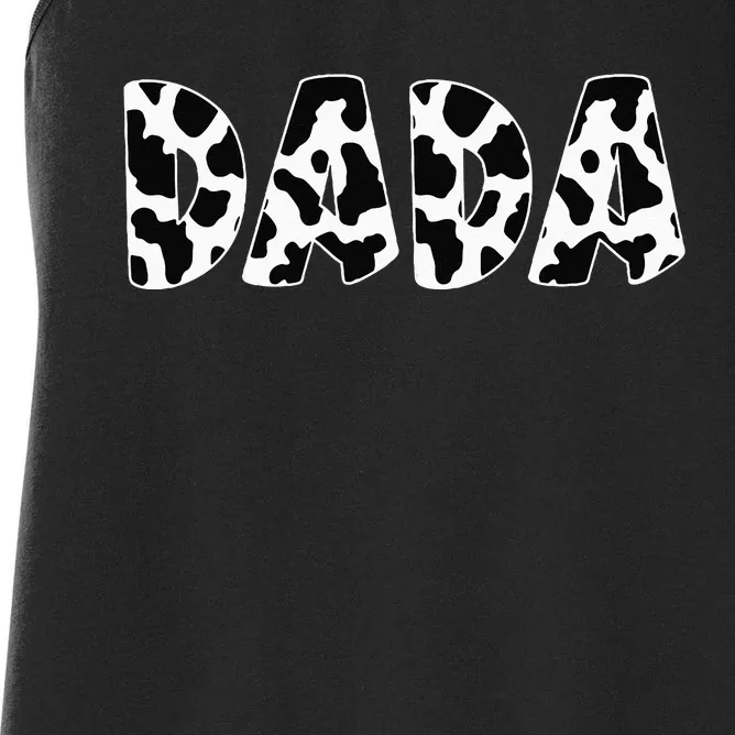 Dada Cow Print Cow Pattern Fathers Day Women's Racerback Tank