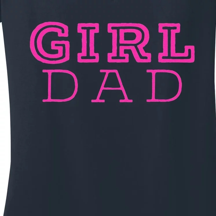 Dad Cute Pink Father & Daughter Design Fathers Day Women's V-Neck T-Shirt