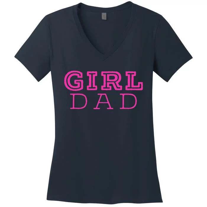 Dad Cute Pink Father & Daughter Design Fathers Day Women's V-Neck T-Shirt