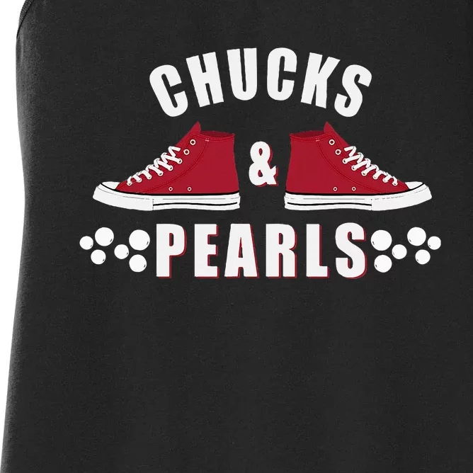 Democratic Campaign Political Rally Merch Chucks Pearls 2024 Women's Racerback Tank