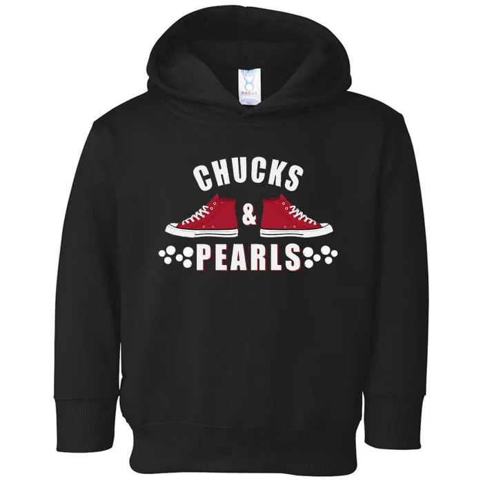 Democratic Campaign Political Rally Merch Chucks Pearls 2024 Toddler Hoodie