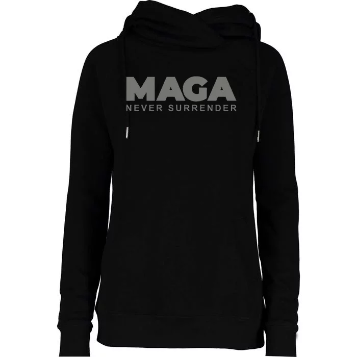 Dark Color President Trump Maga Never Surrender Usa Womens Funnel Neck Pullover Hood