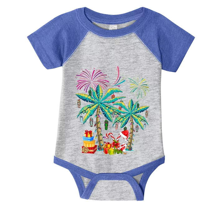 Decorated Christmas Palm Tree Tropical Xmas Coconut Lights Cute Gift Infant Baby Jersey Bodysuit