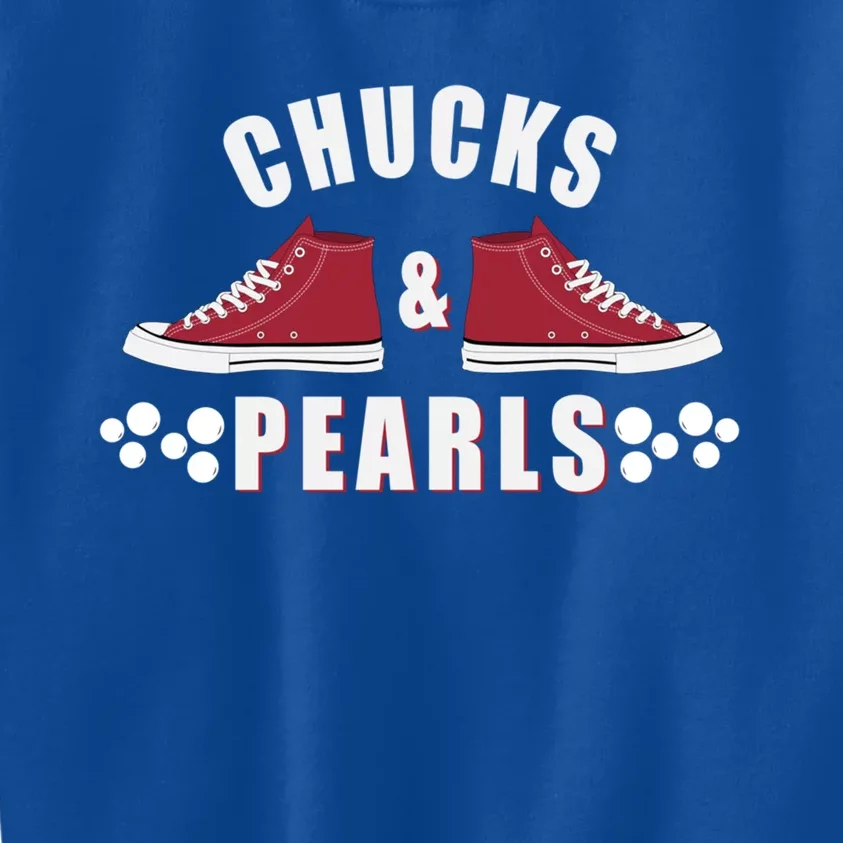 Democratic Campaign Political Rally Merch Chucks Pearls 2024 Gift Kids Sweatshirt