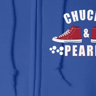 Democratic Campaign Political Rally Merch Chucks Pearls 2024 Gift Full Zip Hoodie