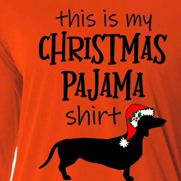 Dachshund Christmas Pajama Cute Gift Funny Doxie Christmas Gift Cooling Performance Long Sleeve Crew