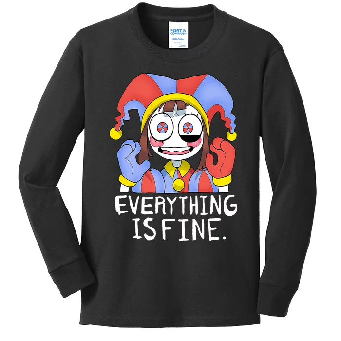 Digital Circus Pomni Everything Is Fine Kids Long Sleeve Shirt