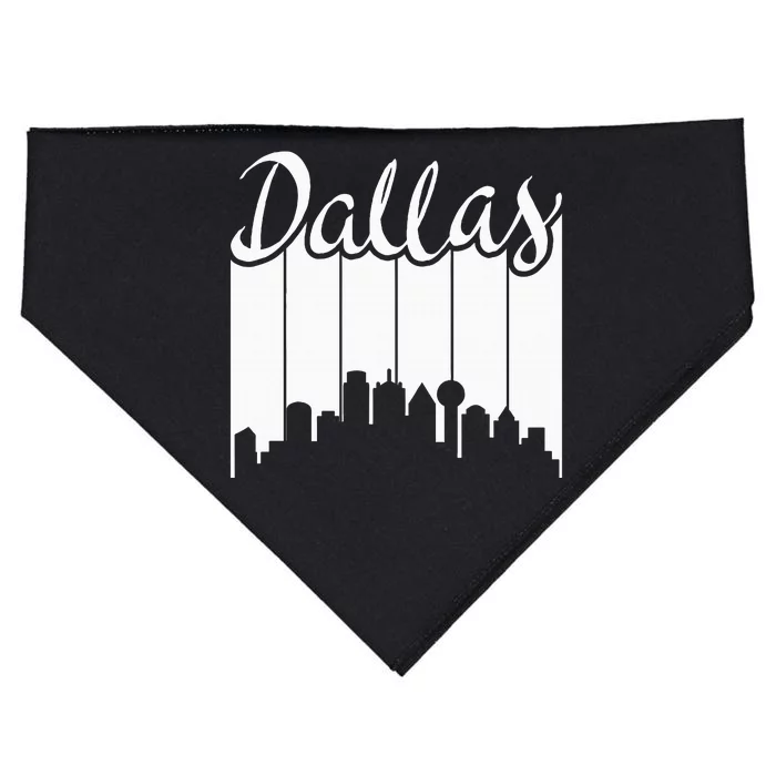 Dallas City Pride Retro Skyline Silhouette Image USA-Made Doggie Bandana