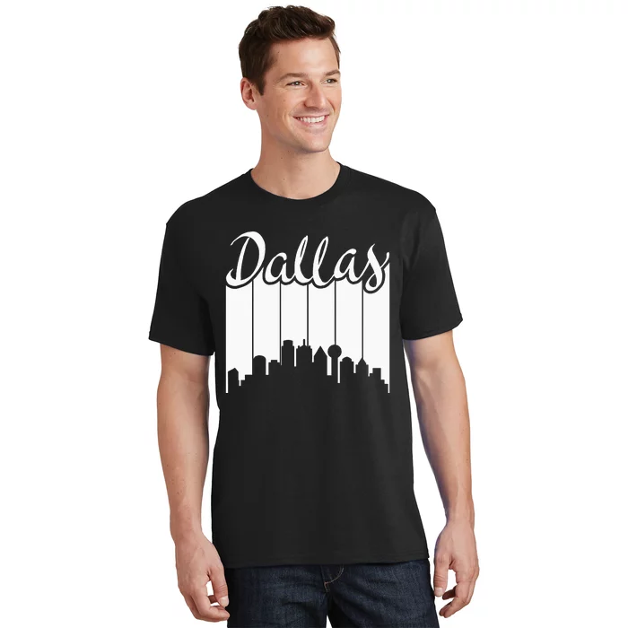 Dallas City Pride Retro Skyline Silhouette Image T-Shirt