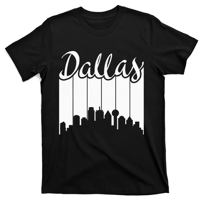 Dallas City Pride Retro Skyline Silhouette Image T-Shirt