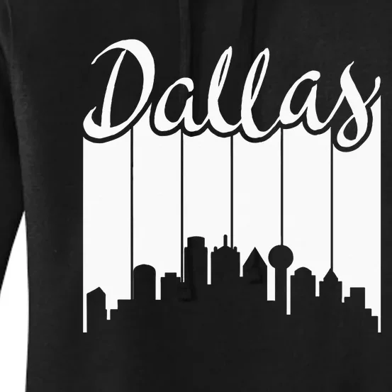 Dallas City Pride Retro Skyline Silhouette Image Women's Pullover Hoodie