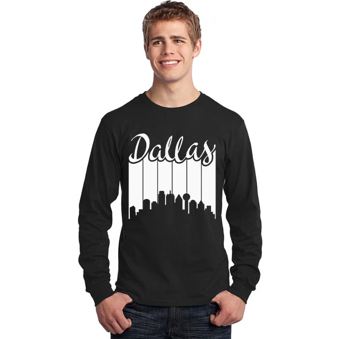 Dallas City Pride Retro Skyline Silhouette Image Tall Long Sleeve T-Shirt