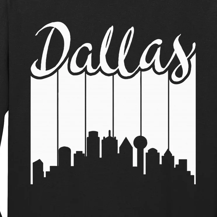 Dallas City Pride Retro Skyline Silhouette Image Tall Long Sleeve T-Shirt