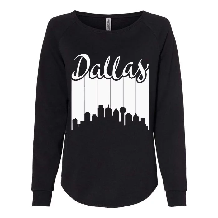 Dallas City Pride Retro Skyline Silhouette Image Womens California Wash Sweatshirt