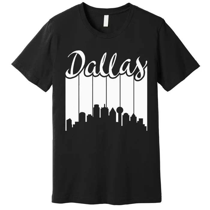 Dallas City Pride Retro Skyline Silhouette Image Premium T-Shirt