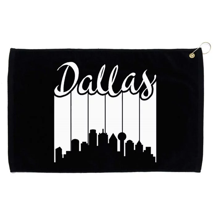 Dallas City Pride Retro Skyline Silhouette Image Grommeted Golf Towel