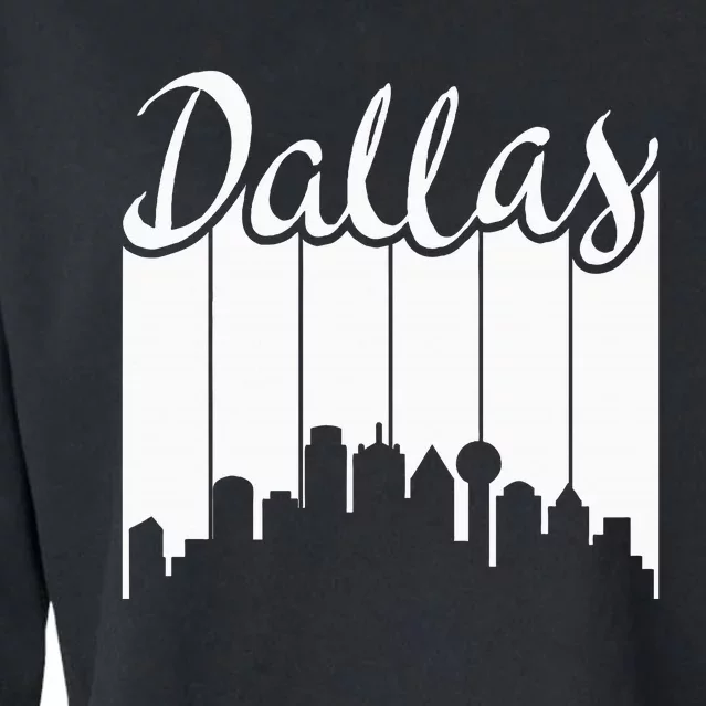 Dallas City Pride Retro Skyline Silhouette Image Cropped Pullover Crew