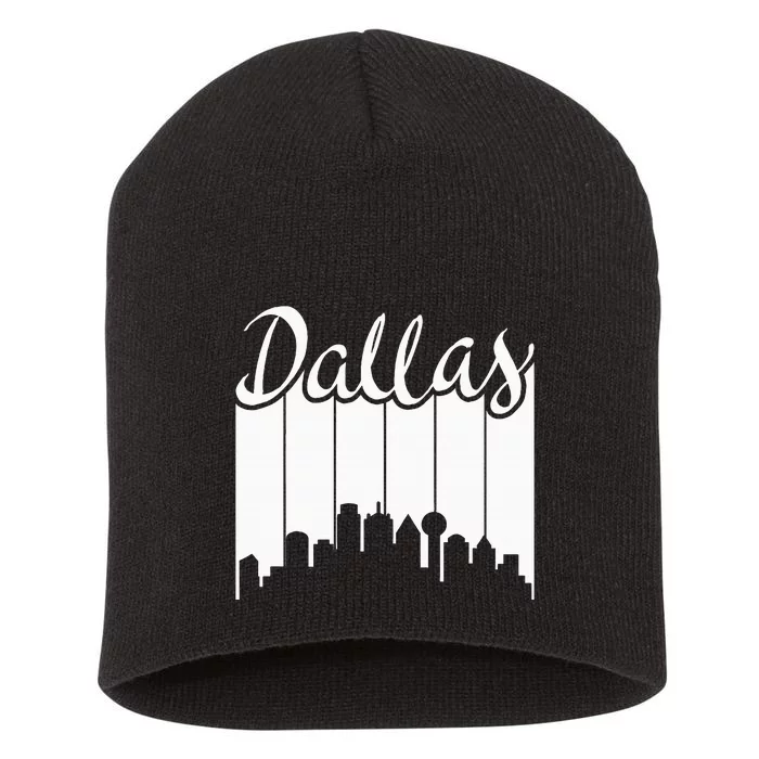 Dallas City Pride Retro Skyline Silhouette Image Short Acrylic Beanie