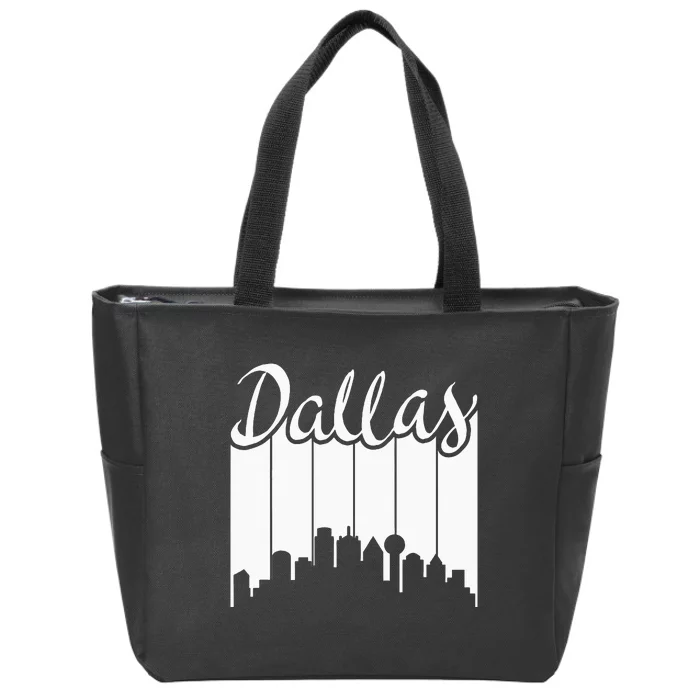 Dallas City Pride Retro Skyline Silhouette Image Zip Tote Bag