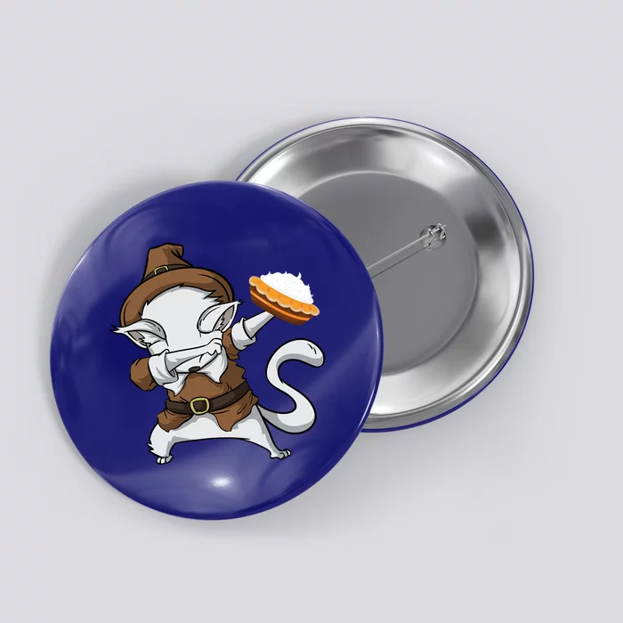 Dabbing Cat Pilgrim Holding Pumpkin Pie Thanksgiving Day Gift Button