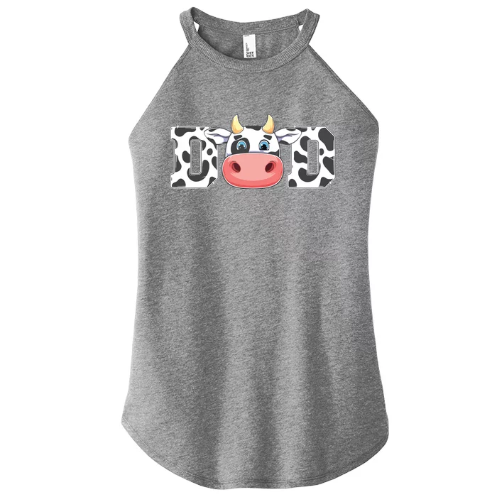 Dad Cow Print Cowboy Animal Pattern Farmer Cow Father Dad Women’s Perfect Tri Rocker Tank