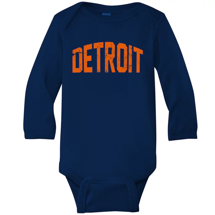 Detroit City Retro Vintage Baby Long Sleeve Bodysuit