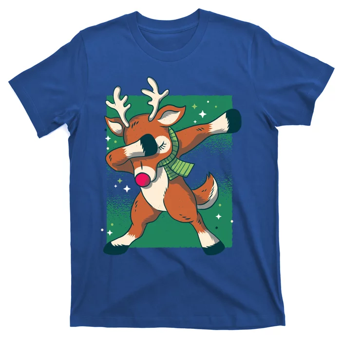 Dabbing Christmas Reindeer Funny Costume Red Nosed Funny Gift T-Shirt