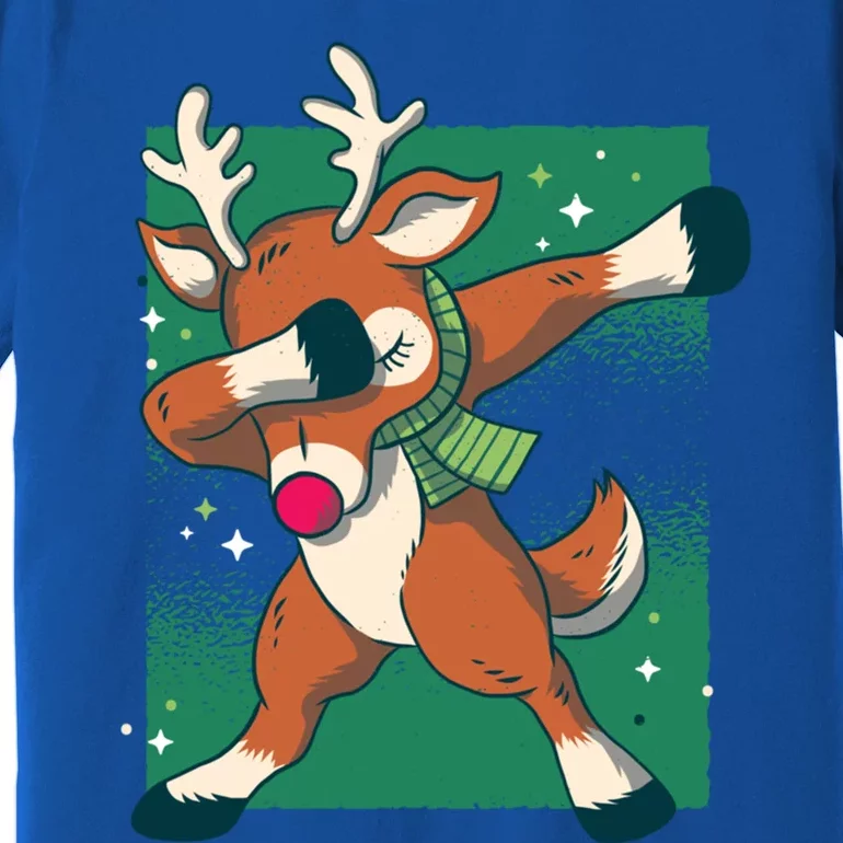 Dabbing Christmas Reindeer Funny Costume Red Nosed Funny Gift Premium T-Shirt