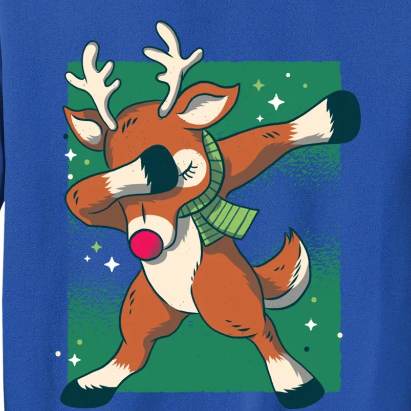 Dabbing Christmas Reindeer Funny Costume Red Nosed Funny Gift Tall Sweatshirt