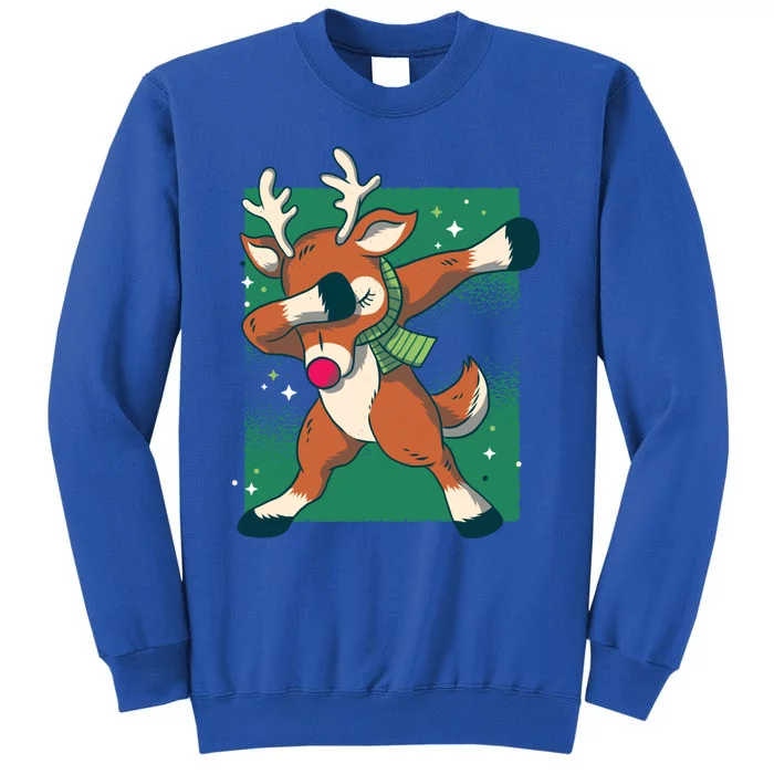 Dabbing Christmas Reindeer Funny Costume Red Nosed Funny Gift Tall Sweatshirt