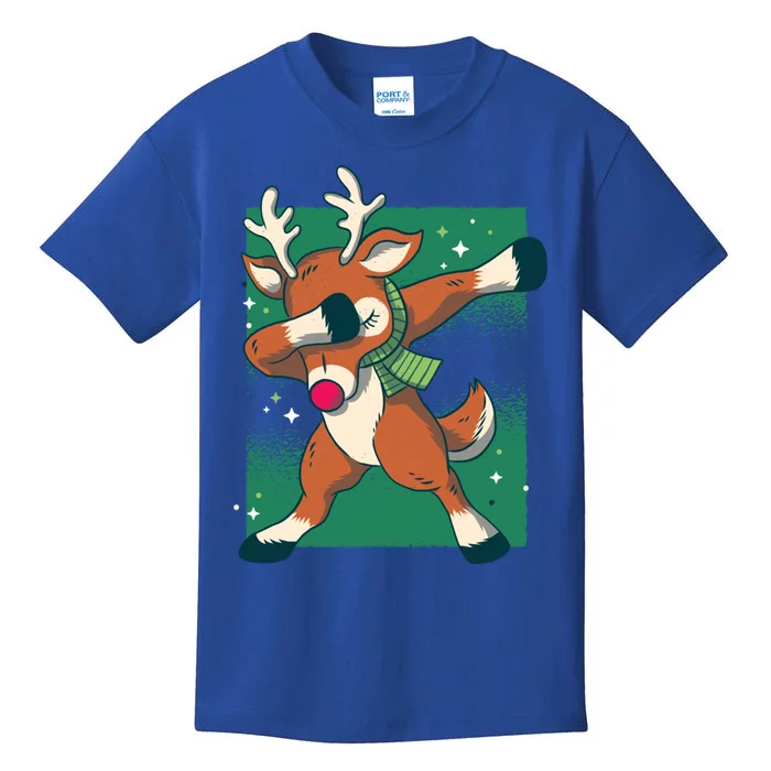 Dabbing Christmas Reindeer Funny Costume Red Nosed Funny Gift Kids T-Shirt