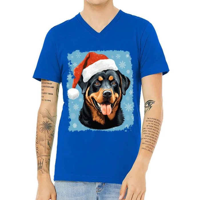 Dog Cute Rottweiler Christmas Great Gift V-Neck T-Shirt