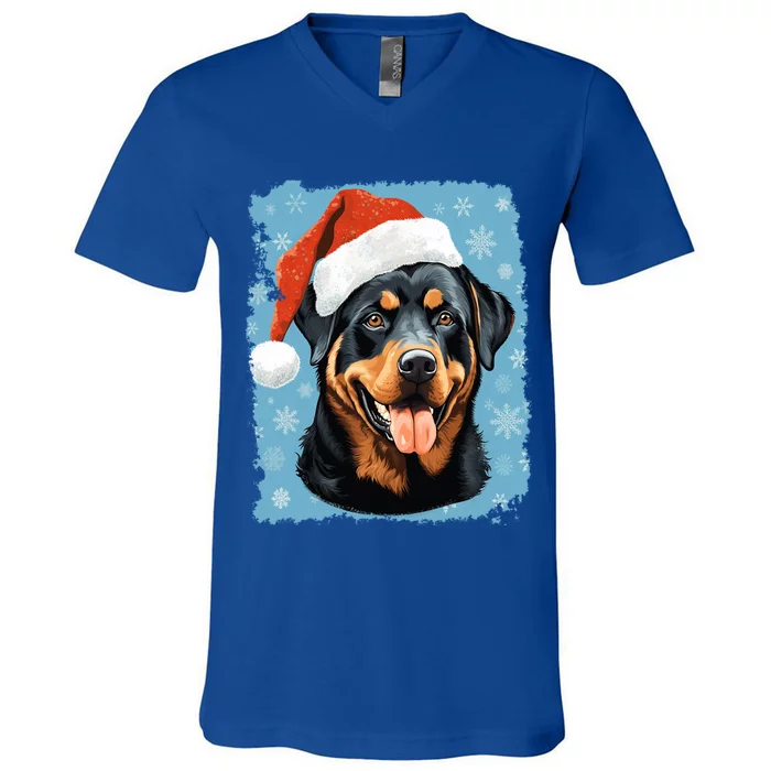 Dog Cute Rottweiler Christmas Great Gift V-Neck T-Shirt