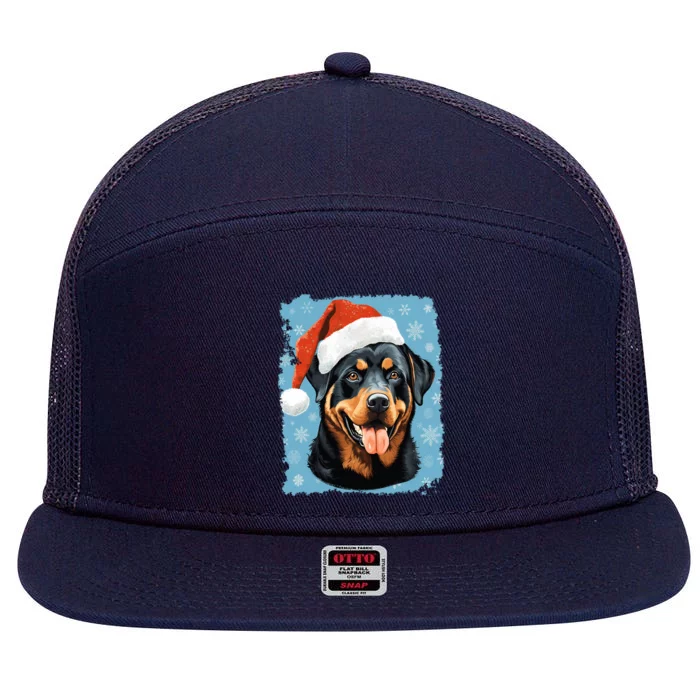 Dog Cute Rottweiler Christmas Great Gift 7 Panel Mesh Trucker Snapback Hat