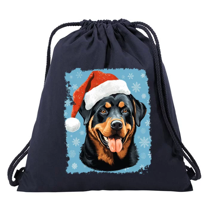 Dog Cute Rottweiler Christmas Great Gift Drawstring Bag