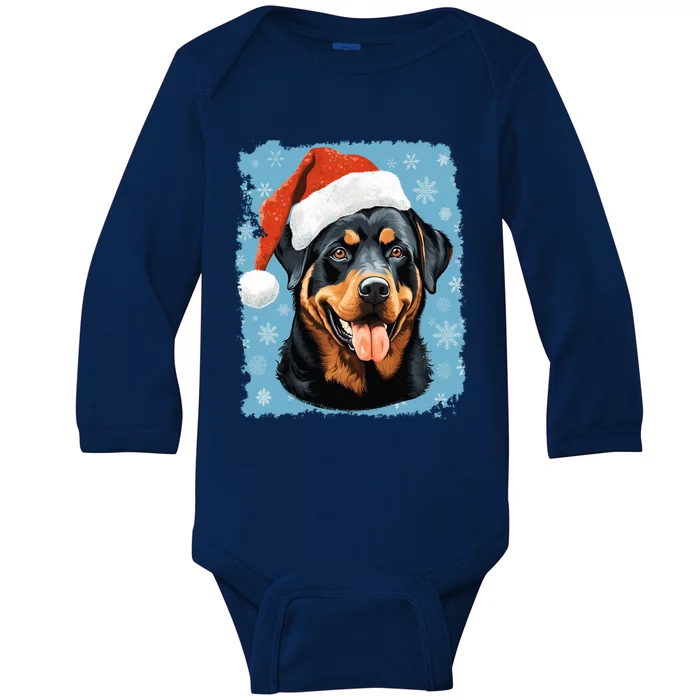 Dog Cute Rottweiler Christmas Great Gift Baby Long Sleeve Bodysuit