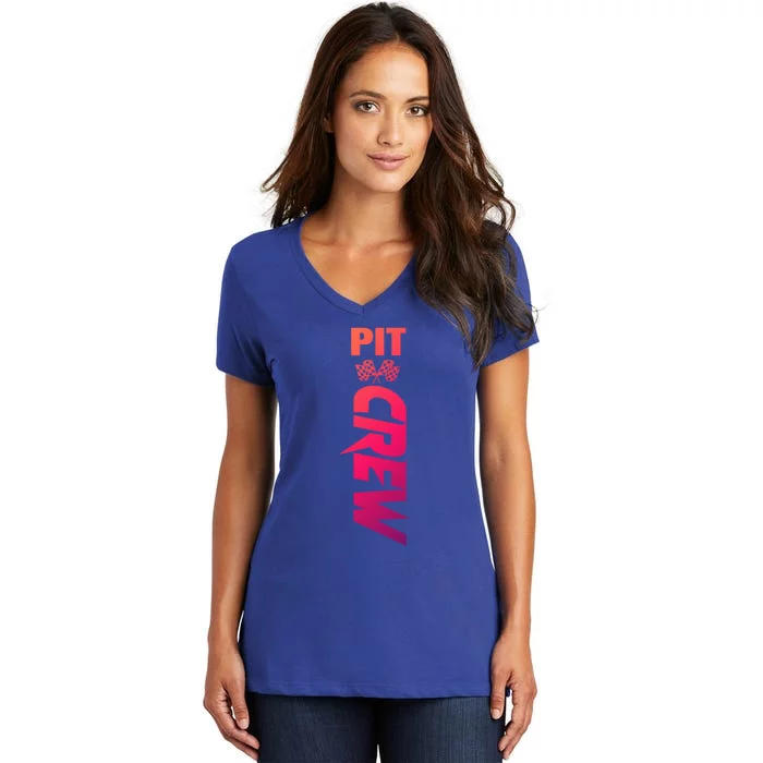 Dirt Car Racing Racetrack Speedway Race Car Team Pit Crew Cute Gift Women's V-Neck T-Shirt