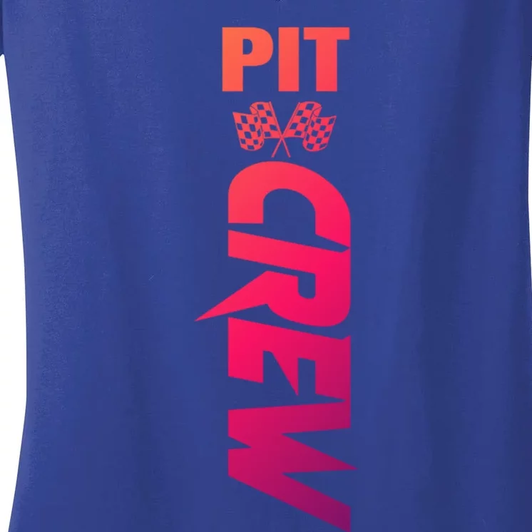 Dirt Car Racing Racetrack Speedway Race Car Team Pit Crew Cute Gift Women's V-Neck T-Shirt