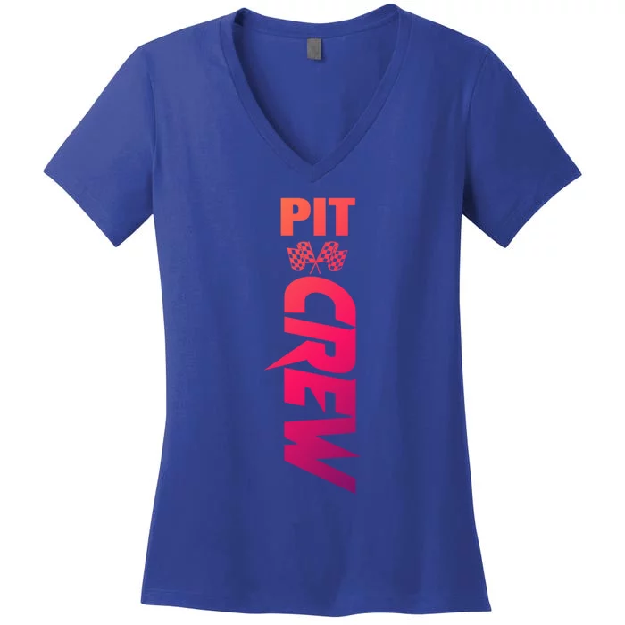 Dirt Car Racing Racetrack Speedway Race Car Team Pit Crew Cute Gift Women's V-Neck T-Shirt