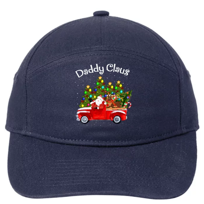 Daddy Claus Riding Car Santa Pickup Reindeer Christmas Tree Funny Gift 7-Panel Snapback Hat