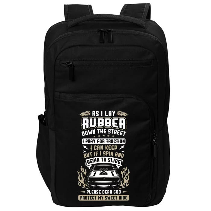 Drag Car Racing Prayer Impact Tech Backpack