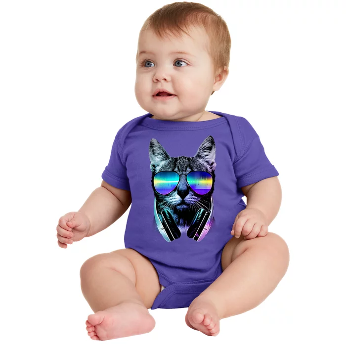 DJ Cat Retro Baby Bodysuit