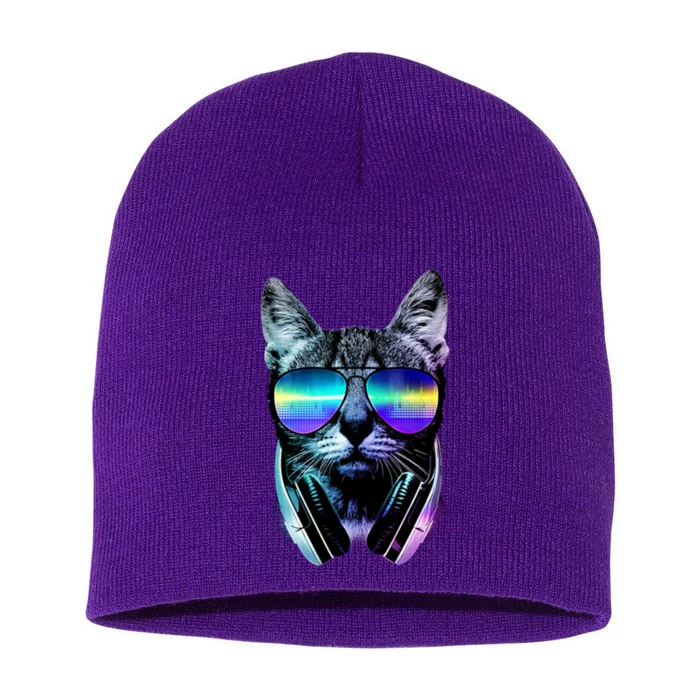 DJ Cat Retro Short Acrylic Beanie